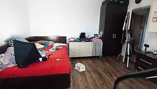 Sexy wife shaves hair on her legs. Sexy wife does housework naked. Brunette, hairy pussy, big ass, big tits.