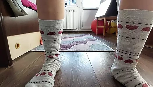 Sexy wife does yoga naked. Sexy hairy brunette, big tits, big ass.