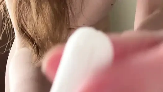 Tampon Play Compilation: Long-legged beauty shoves tampons into shaggy vagina