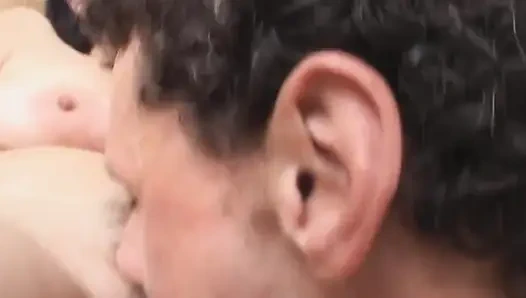 My best friend's stepsister - Hairy brunette in close up action