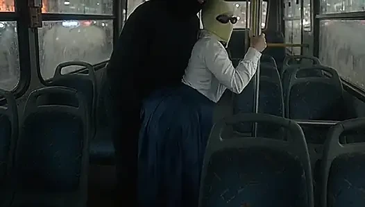 Petite Schoolgirl Pressed by Masked Man in Bedroom