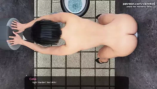 Orta yaşlı seksi kadın - büyük götlü iri güzel kadın öğretmen tuvaletin dikiz deliğinde öğrencinin büyük yarağı tarafından amının içine boşaltılıyor - #31