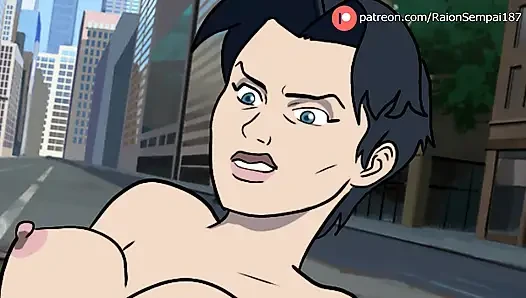 Anissa destroying Mark with her pussy in the middle of the city - Invincible Hentai