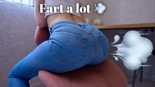 Girl in blue jeans farting a lot