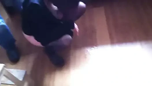 Siyah boğa sevgili parmak kedi fışkırtma ırklararası köle