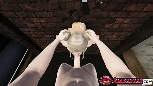 3 boyutlu hentai: azgın ofis risa iki elle elle muamele, özensiz sakso ve zafer deliği gırtlağına kadar boşalma