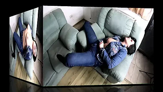 Big Tits in Open Denim Jacket - Deep Blowjob, Facefucking and Loud Orgasms