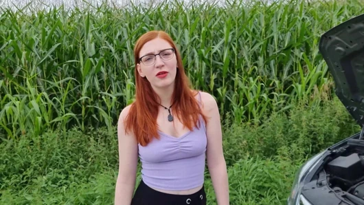 Redhead Teen Has A Car Breakdown And Then Gets Fucked Hard