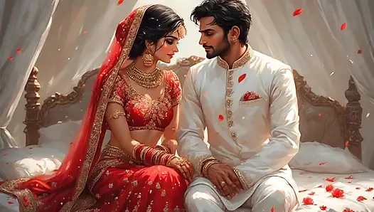 Hintli çift birlikte porno izlerken azgın oluyor ve Hintçe ses kaydında sert seks yapıyor