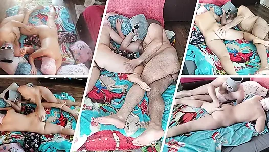 Foreplay in the bedroom with an amateur couple.