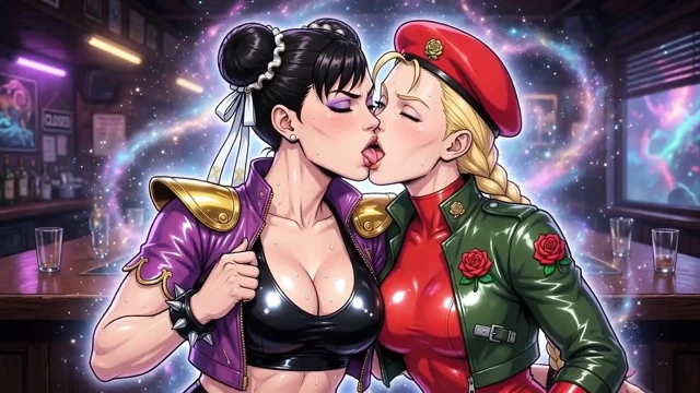Cammy ve Chun Li öpüşüyor