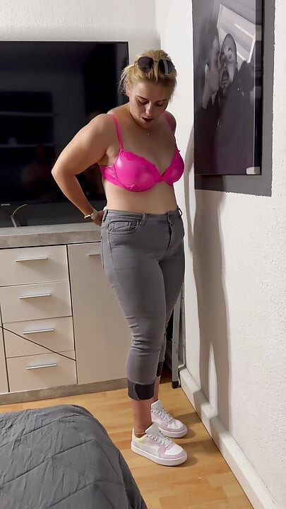 Masturbating while standing, jeans & bra, horny wet sexy trembling twitching moaning multiple orgasms I want to feel 🔥 Clyde deep inside me