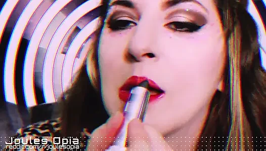 Plexiglass ruj fetişi asmr'ı öpüyor