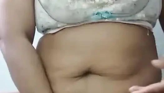 Indonesian stepmom plays with her before showering