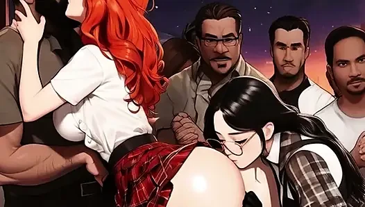 Hentai kız öğrenciler mosh çukuruna gezi yapıyor