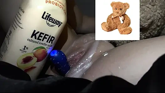 4k-ASMR YOGURT FOOD FETISH- KINKY STEPSISTER MASTURBATES WITH DILDO- CUMFLATION HENTAI-  -ARABIAN SNOWWHITE
