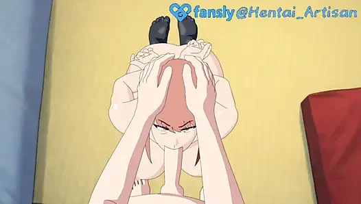 Hentai Artisan: Makima, Chainsaw Man, Black Stockings Footjob, Deepthroat Facefuck, Double Penetration, Gets Fucked Hard