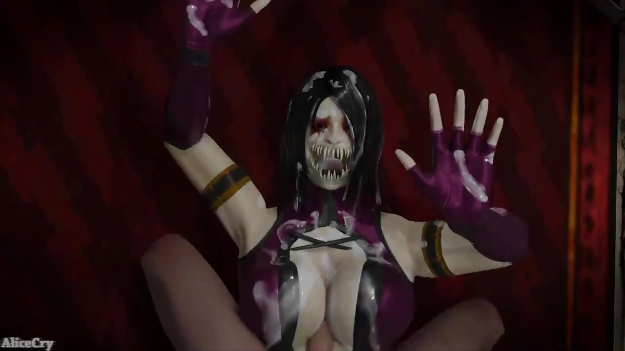 Mileena uzanıyor ve memelerinden sikiliyor