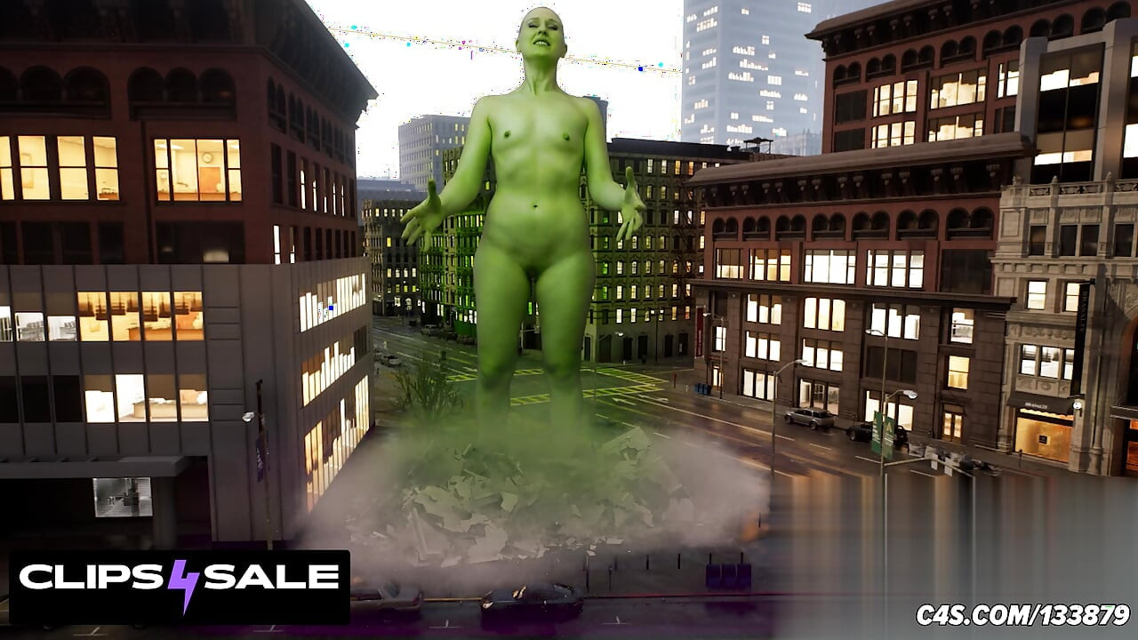 Seksi Yeşil Shehulk Şehri Yok Ediyor - Özel Efekt Fetişi