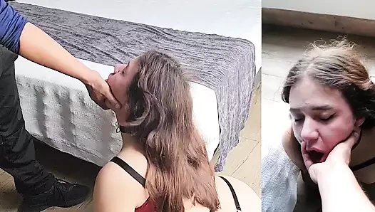 Yüze tokat atma ve oral seks ile çok sert sikildim