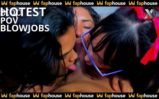 3 güzel sürtük bakış açısıyla büyük yarağımı emmek için kavga ediyor