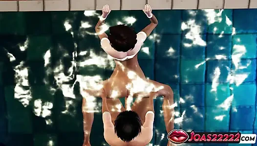 Havuzda 3 boyutlu hentai ile ateşli hitomi sualtı seksi domaltmalı ve misyoner pozuyla büyük bir boşalmaya yol açıyor