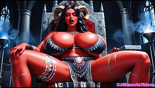 İblis kraliçesi kölelerini cezalandırıyor, ai animasyonu