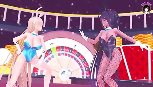 Karin & asuna - seksi tavşan kostümü dans ediyor (hentai)
