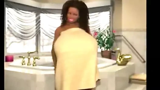 3 boyutlu çizgi film sarah- büyük göğüsleri ile banyo yapıyor