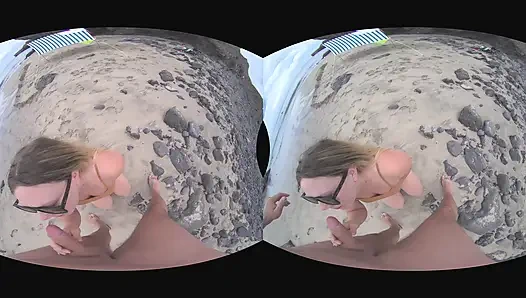 VR Outdoor POV Blowjob on the Public Beach