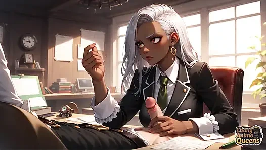 Ateşli zenci uyumu ve karanlık tatlı ofis hakimiyeti!