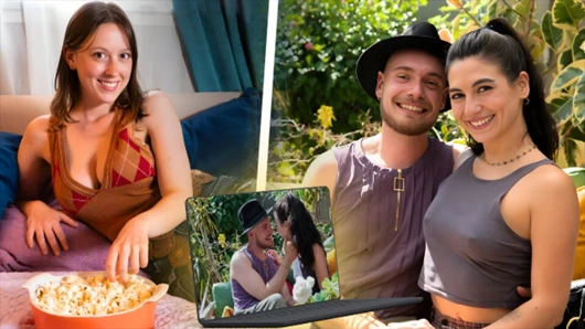 Ersties - çöpçatanlık 4 - Bee erkek arkadaşını çarpıcı esmer Megan ile kör randevuya çıkarıyor (bölüm 1/3)