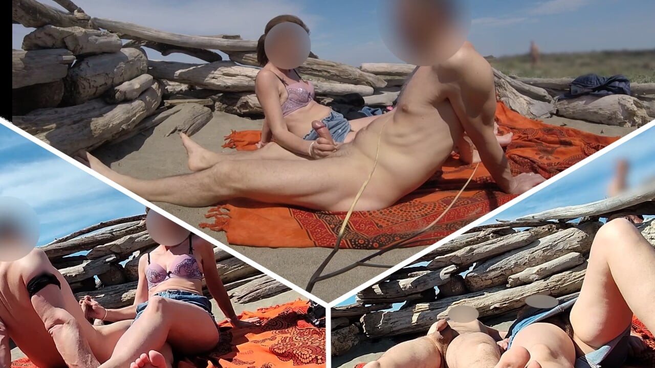 Yabancı karımı herkesin içinde çıplak bir plajda yarağa dokunurken yakaladı - misscreamy