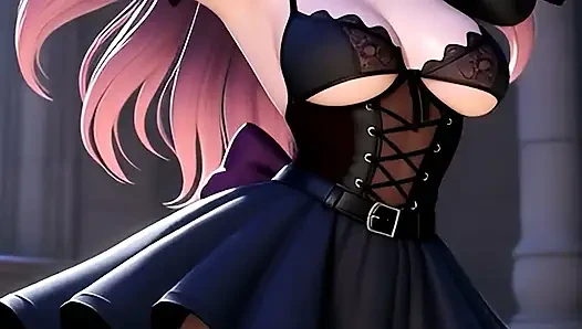 Hentai gothic girls with dyed hair showing off their big tits 2