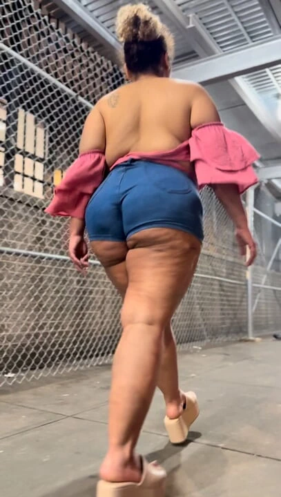 Puerto Rican Boricua Woman Walking In Daisy Dukes Short Shorts With Thick Thighs Natural Fat Ass BBW Latina - Angie Love