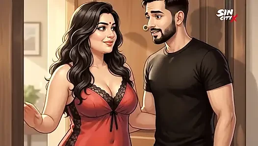 Azgın ofis teyze priya genç masör tarafından baştan çıkarılıyor - tam masaj sikişi