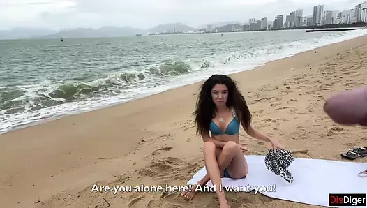 Babe Can I Cum On Your Tits? - Public Cock Flashing On The Beach