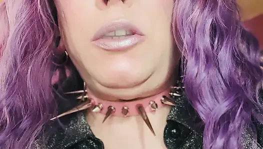 Purple Haired Smoking Goth Tina Snua Smokes Close Up - Coughing Smoke Drifts OMI OME Snap Inhales