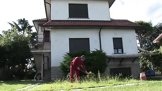 Giant hard cock for the pussy of a hairy milf