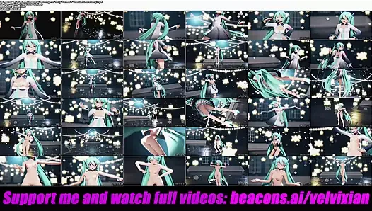Sevimli miku seksi külotunu göstererek dans ediyor + kademeli olarak soyunuyor (3d hentai)