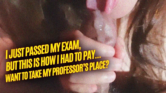 Bokep Indonesia | Naughty college student passes exam but pays with professor's blowjob, sucks greedy dick and swallows hot cum until it is finished!