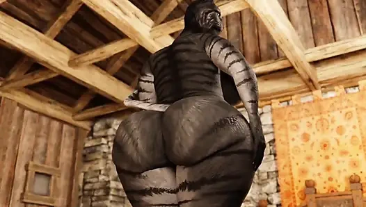 Büyük kedi - küçük kertenkele (ses yok) (tüylü seks)