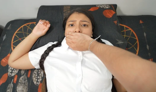 Shh, shh, don't scream! - Stepsister gets fucked by her stepbrother when they're home alone.