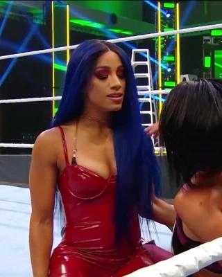 Wwe - sıcak kırmızı kıyafetli sasha bankaları bayley'i arıyor