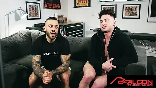 FALCON STUDIOS - Drew Valentino ve Michael Boston ilk canlı kamera prezervatifsiz