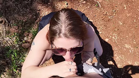 Hot MILF Celaena sucking cock out in public