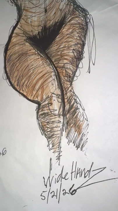 Bu bir WideHandz test mankeniydi. Bu orijinal çizimin bir kopyasıdır, birkaç renkli kalemle renklendirilmiştir.