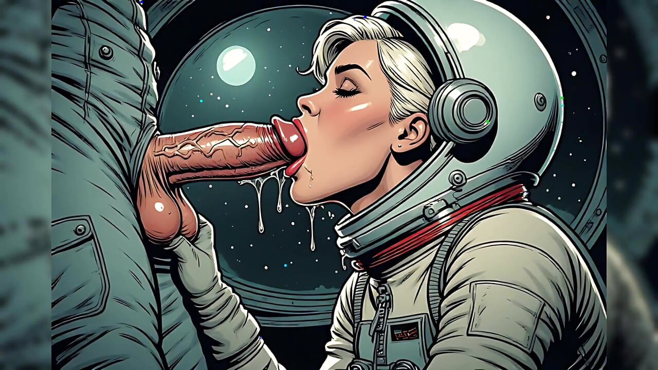 Azgın astronot oral seks çizgi roman sanatı