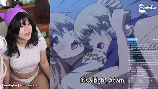 HENTAI TARIHININ EN UZUN SIKIŞME! Exotiqfox solo gooner kız mastürbasyonu hentai canlı yayın tepkisi