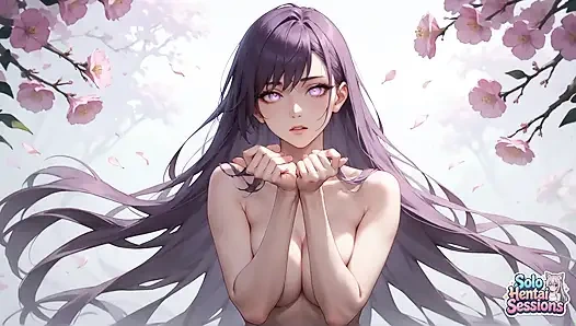 Violet Hair Goddess güneşli tapınakta sabah kahvesi içiyor
